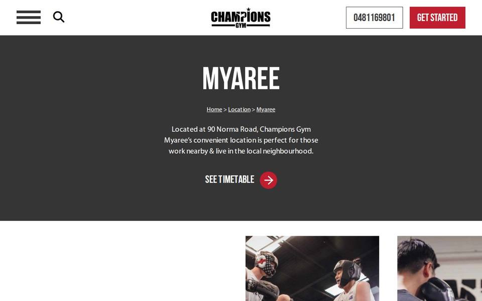 Champions Gym Myaree Muay Thai Boxing website
