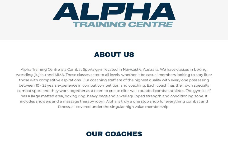 Alpha MMA website