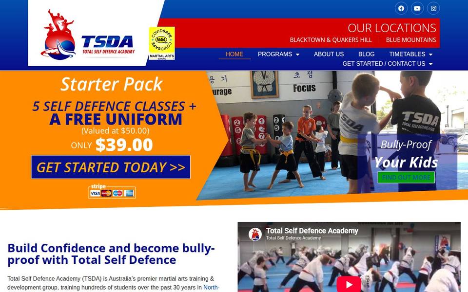 Total Self Defence Academy website