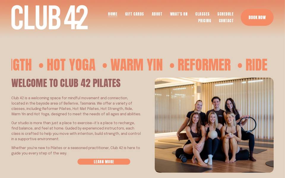 Club 42 Pilates website
