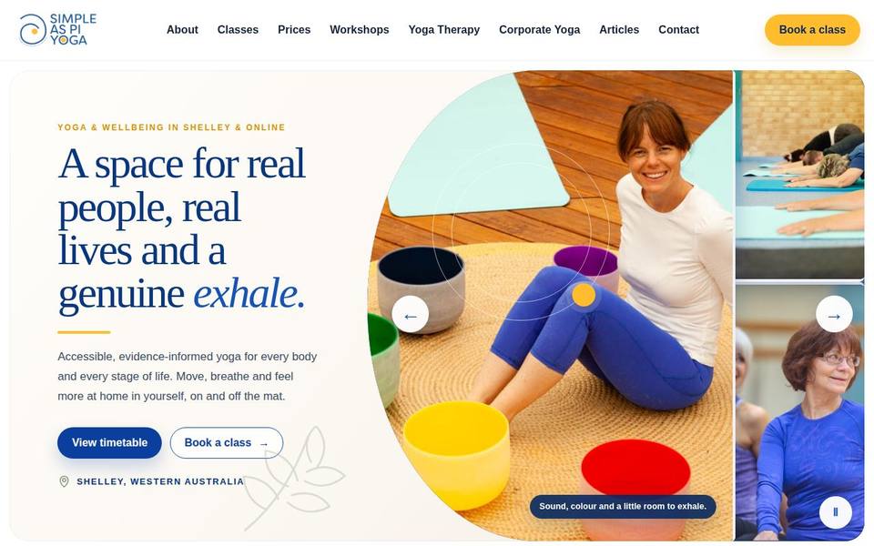 Simple As Pi Yoga and Meditation website