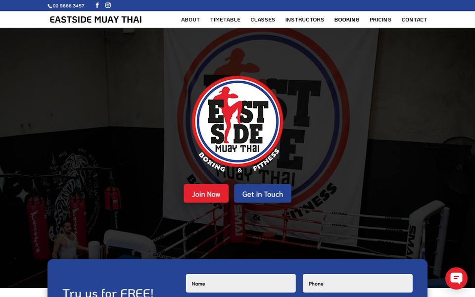 Eastside Muay Thai, Boxing and Fitness website