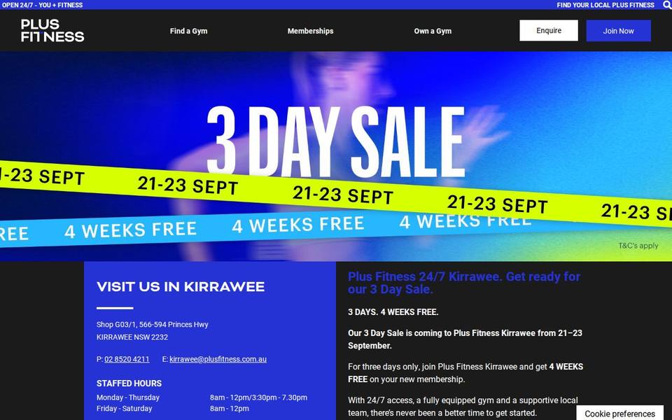Plus Fitness Kirrawee website