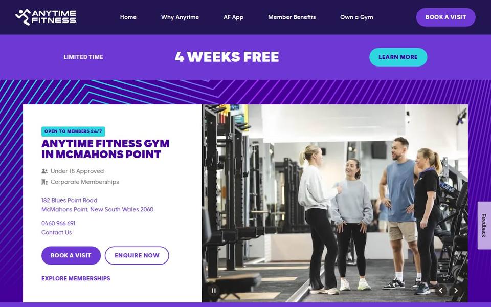 Anytime Fitness McMahons Point website