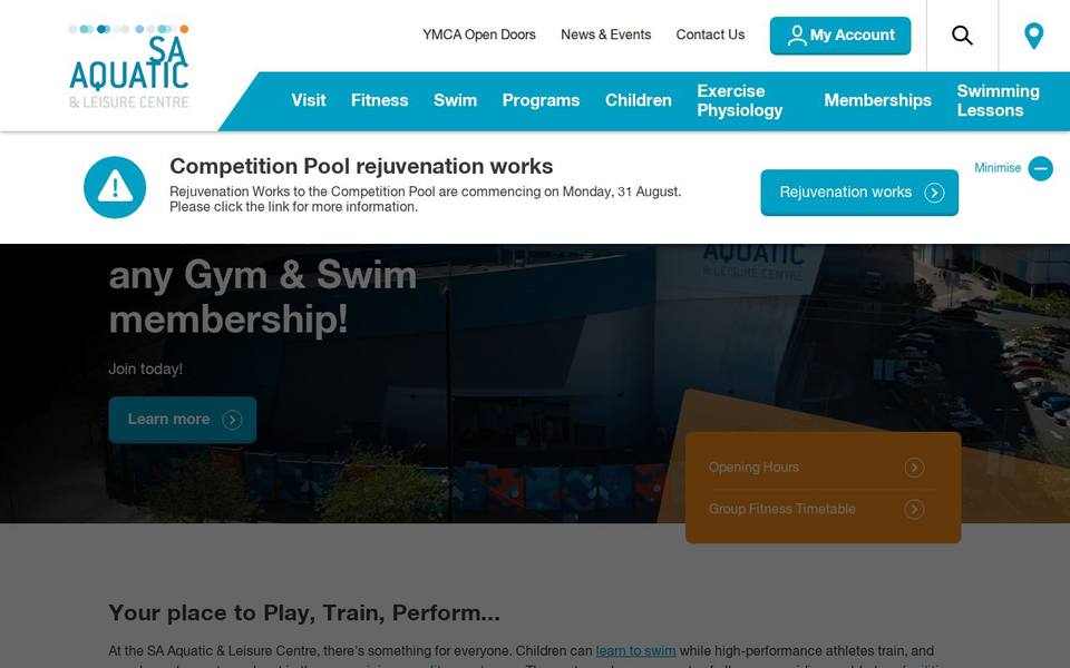 SA Aquatic and Leisure Centre website