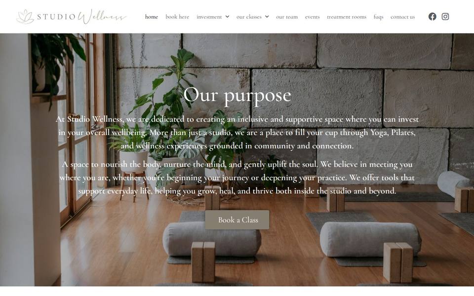 Studio Wellness website