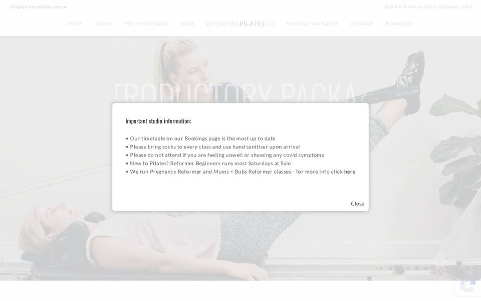 Reformed Pilates Co website
