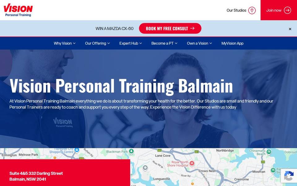 Vision Personal Training Balmain website