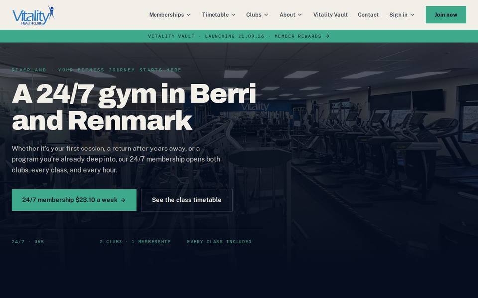 Vitality Health Club website