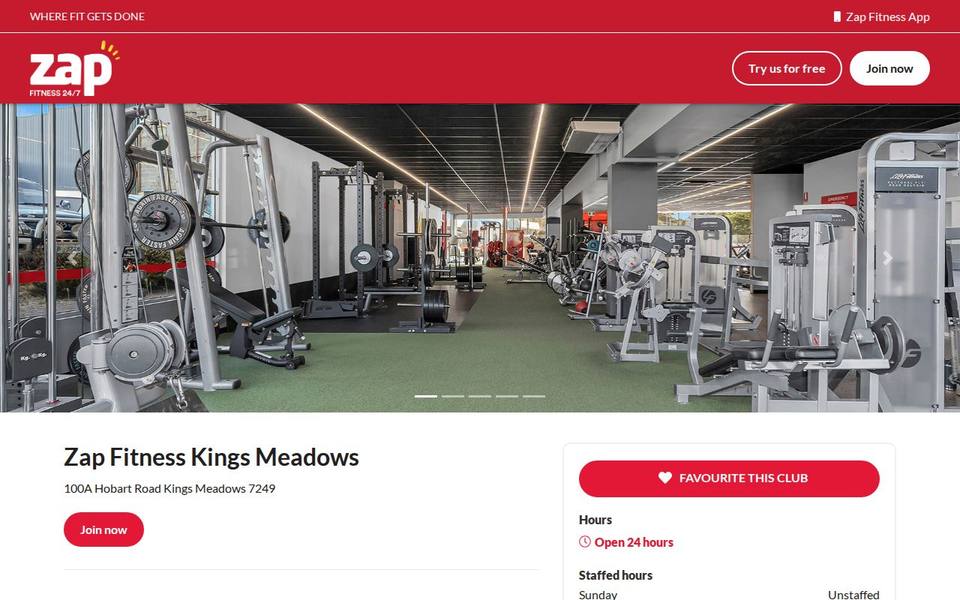 Zap Fitness Kings Meadows website