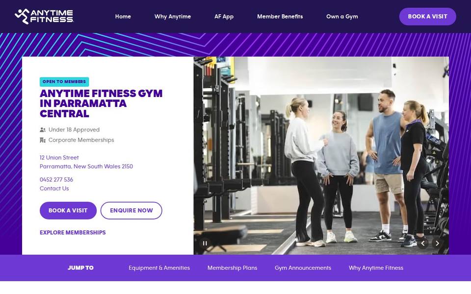 Anytime Fitness Parramatta Central website