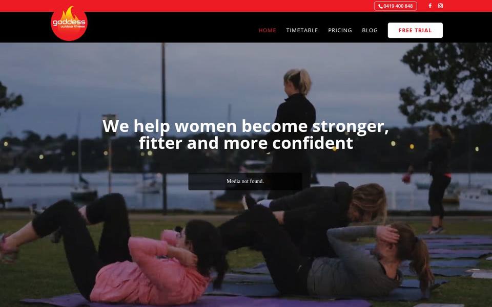 Goddess Outdoor Fitness website