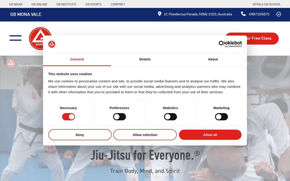 Gracie Barra Mona Vale website
