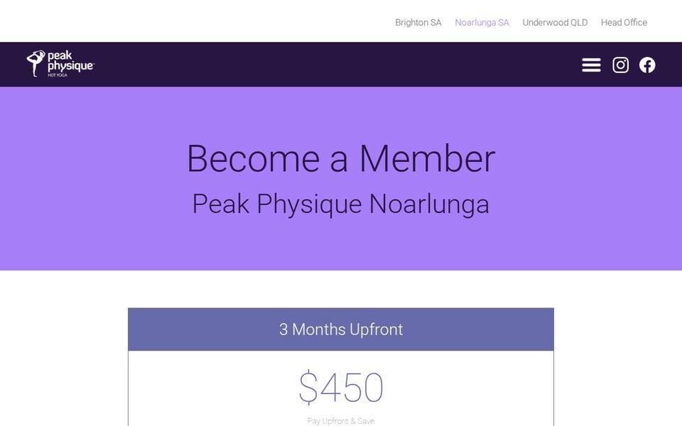 Peak Physique Hot Yoga website