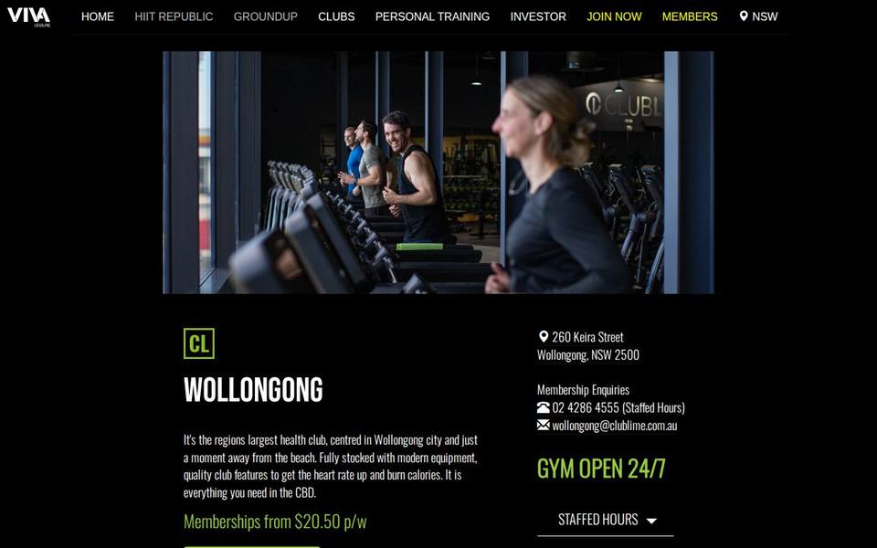 Club Lime Wollongong website