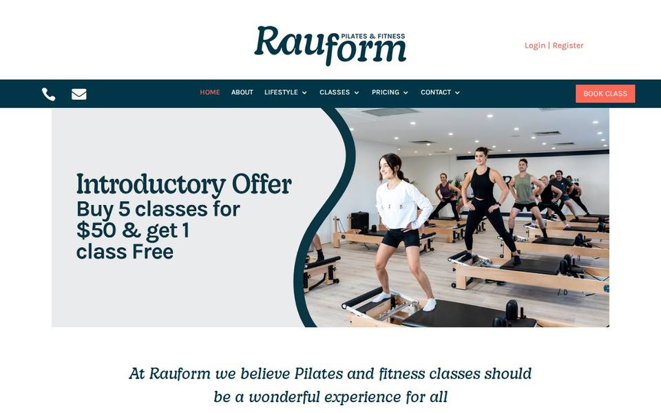 Rauform Pilates and Fitness website