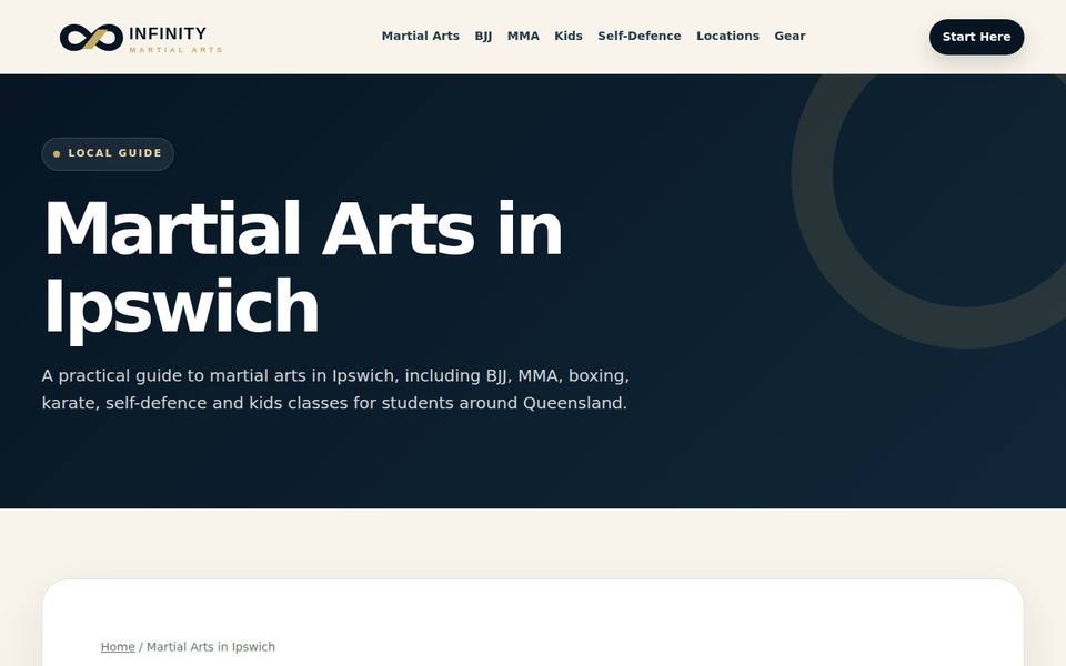 Infinity Martial Arts website