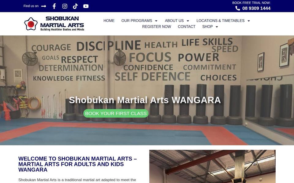 Shobukan Martial Arts Wangara website