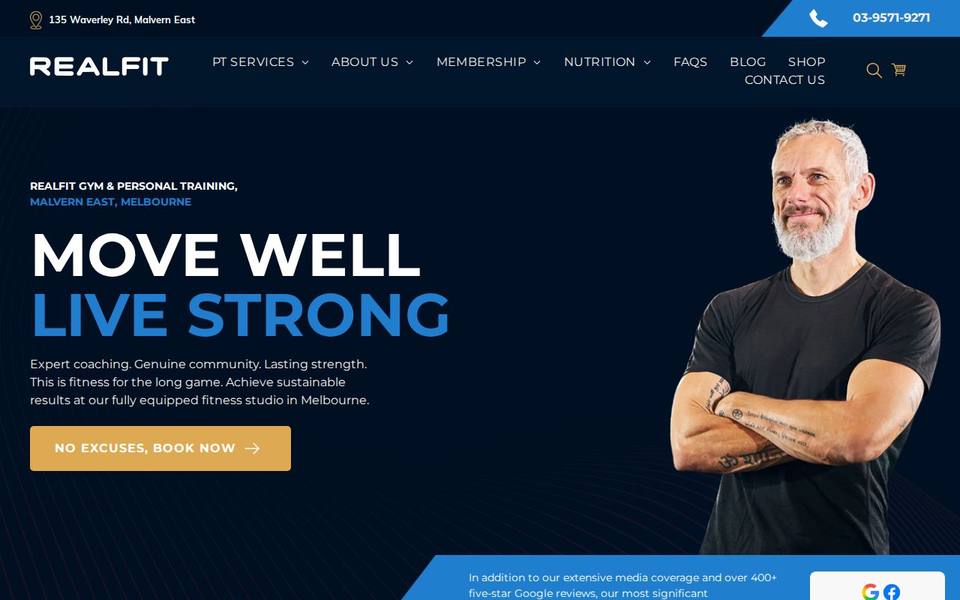 Realfit Personal Training & Gym website
