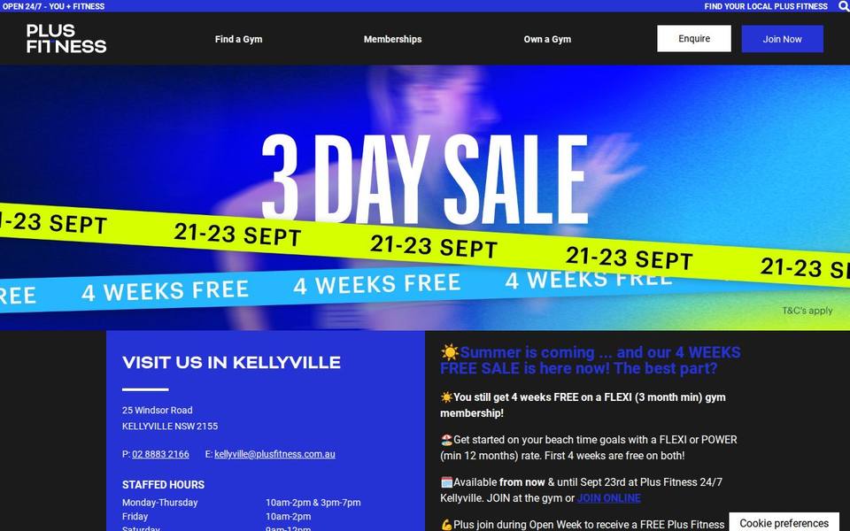 Plus Fitness Kellyville website