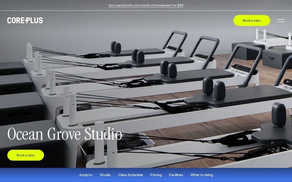 CorePlus Ocean Grove - Pilates Yoga Reformer website