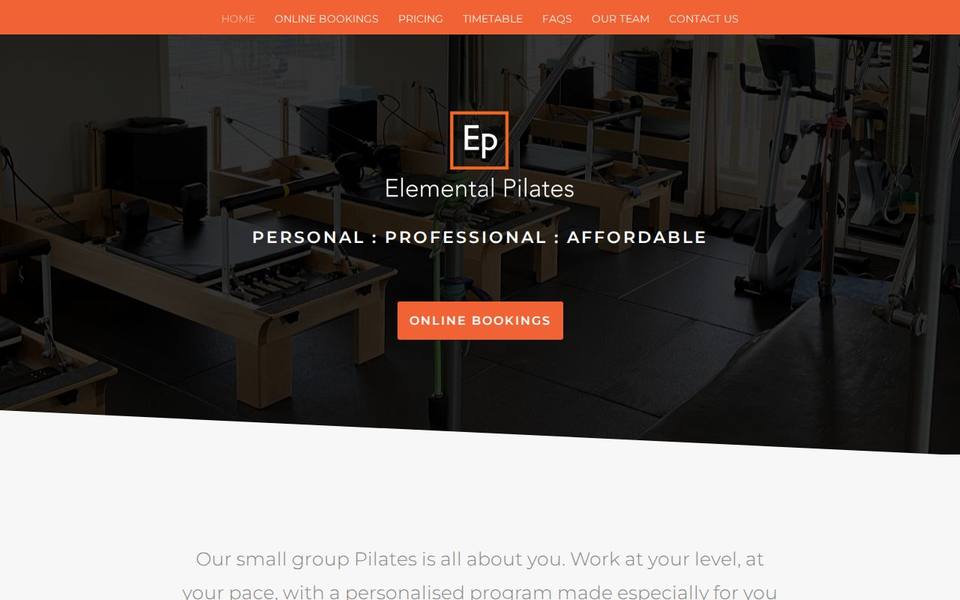Elemental Pilates website