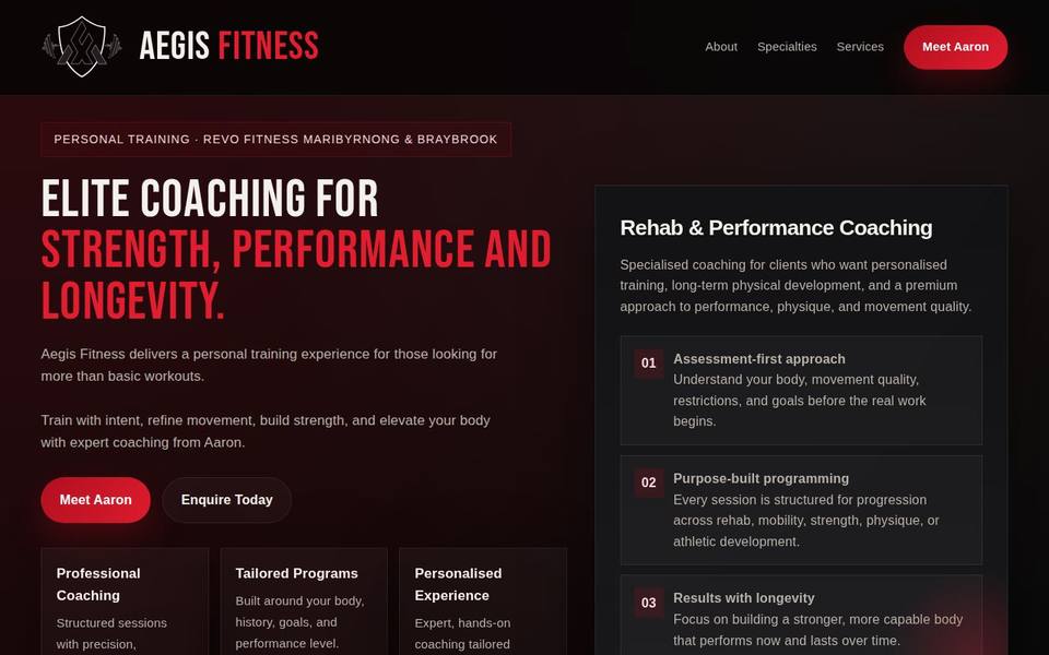Aegis Fitness - Personal Training website