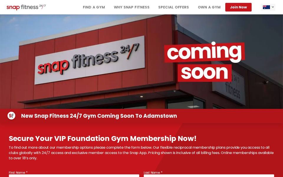 Snap Fitness Adamstown website