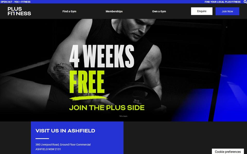 Plus Fitness Ashfield website