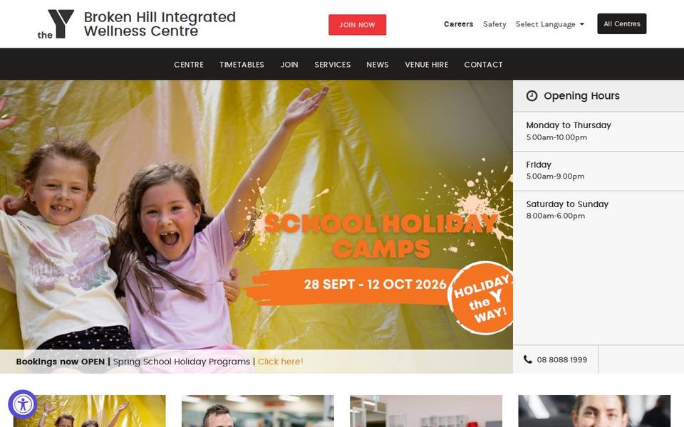 The Y Broken Hill Integrated Wellness Centre website
