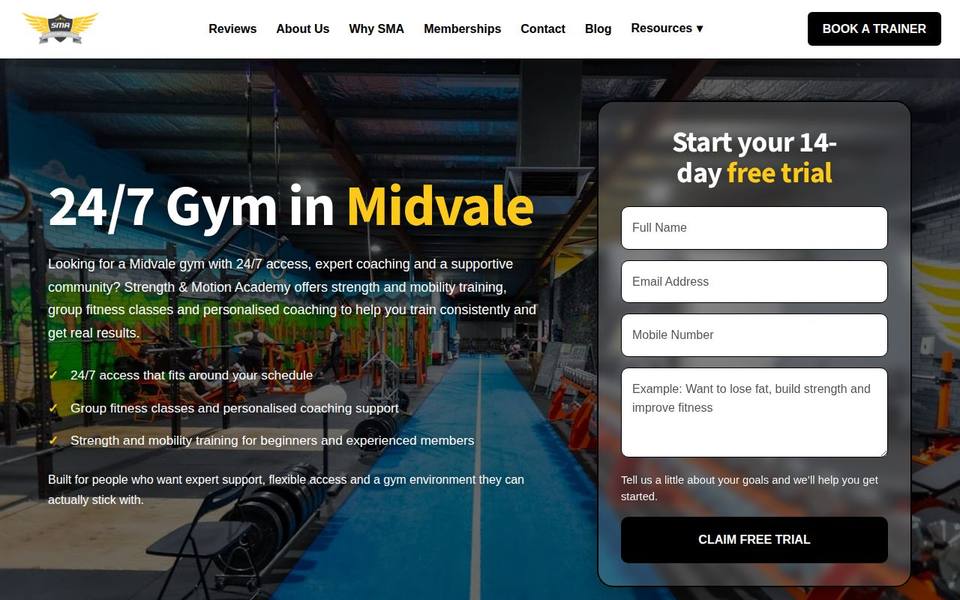 Strength and Motion Academy Midland 24/7 Gym website