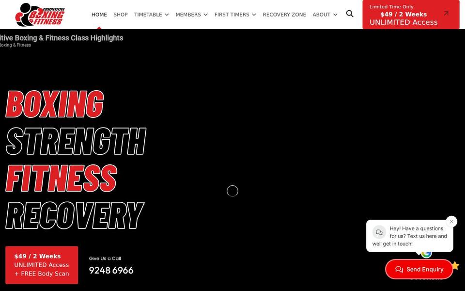 Competitive Boxing & Fitness website