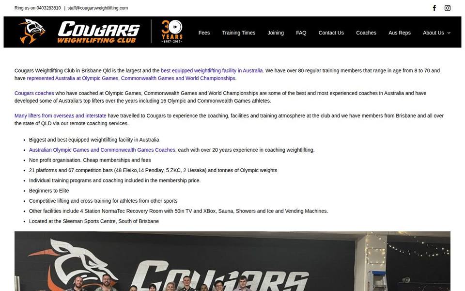 Cougars Weightlifting Club website