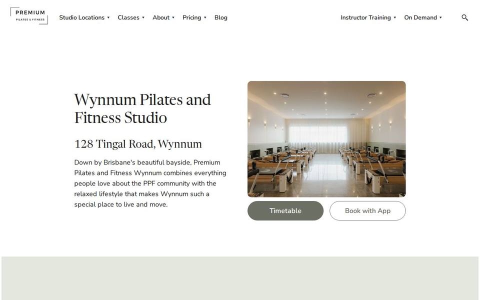 Premium Pilates and Fitness Wynnum website