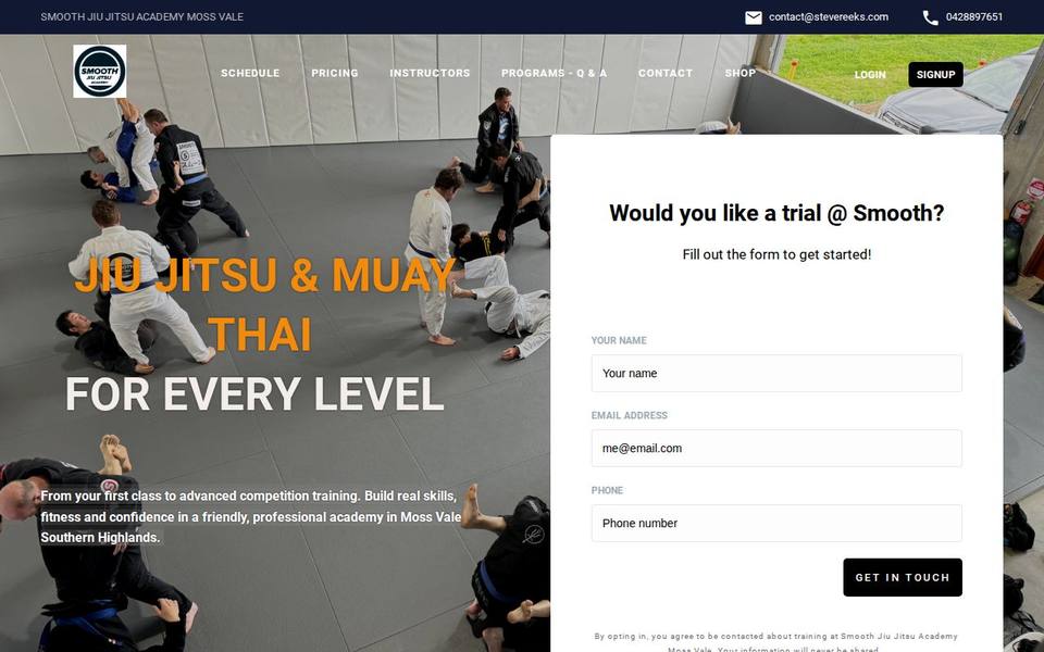 Smooth Jiu Jitsu Academy website
