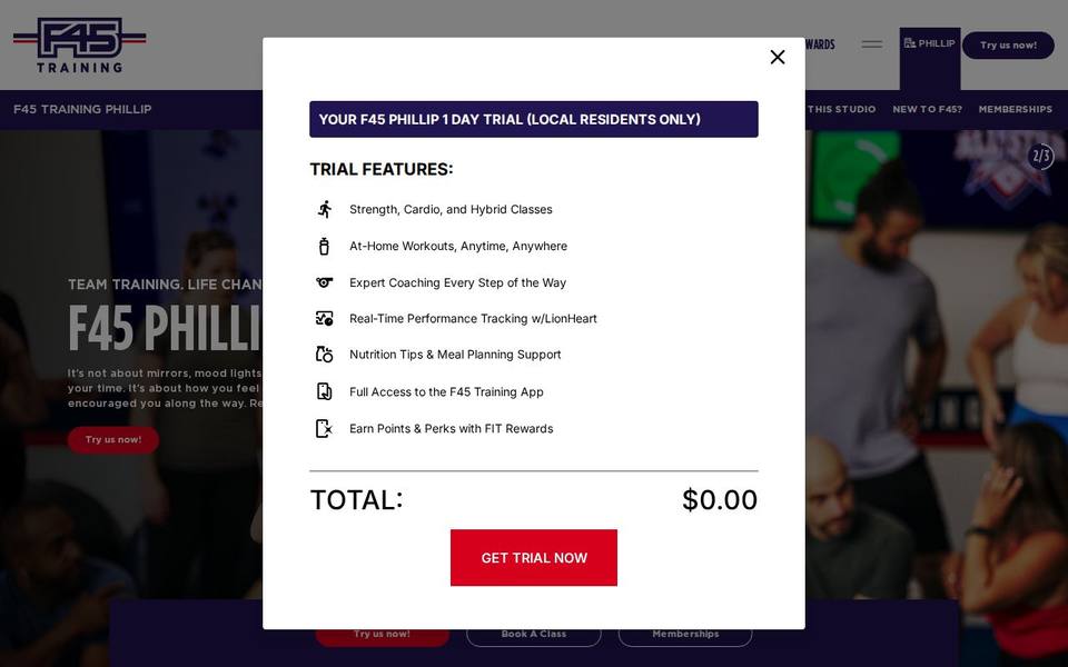 F45 Phillip website