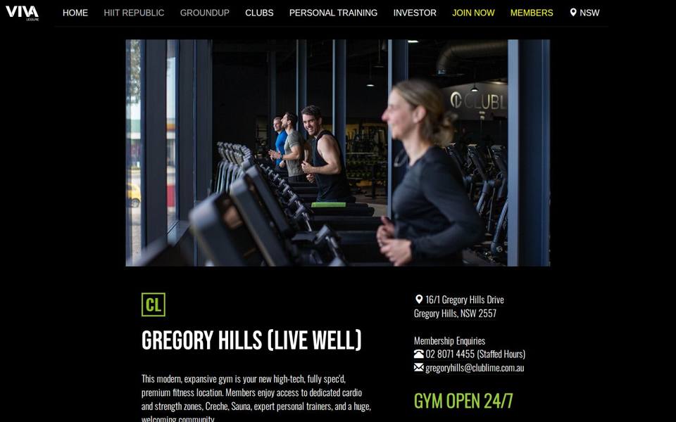 Club Lime Gregory Hills (Live Well) website