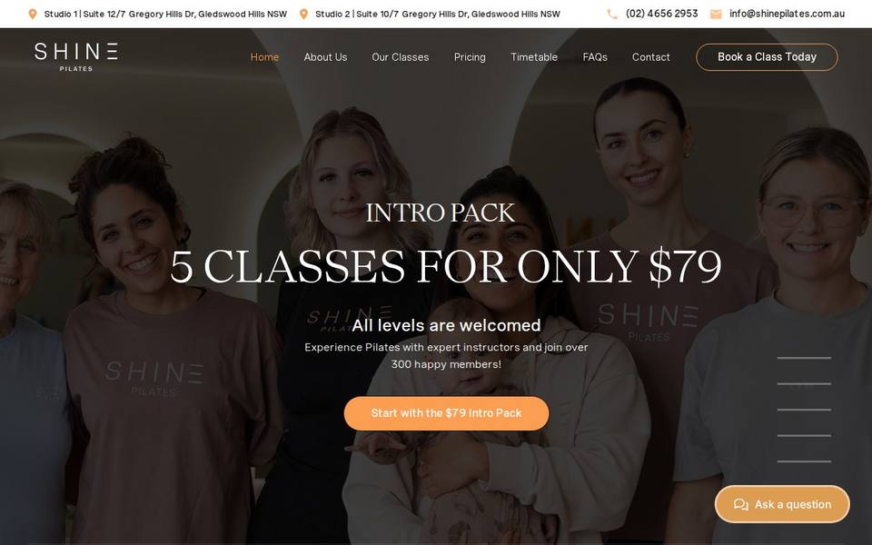 Shine Pilates website