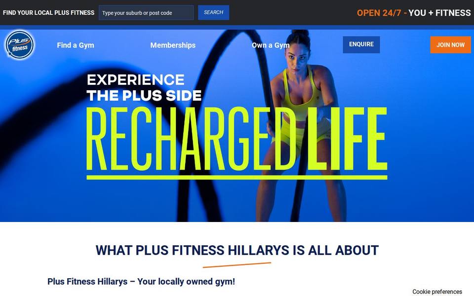 Plus Fitness Hillarys website