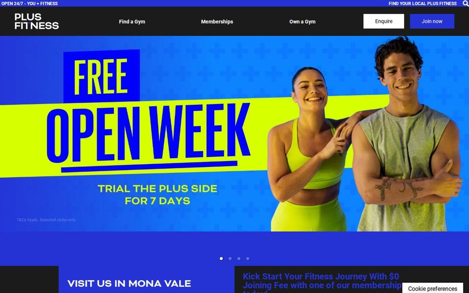 Plus Fitness Mona Vale website