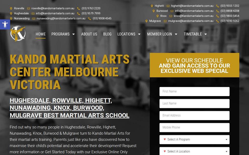 Kando Martial Arts Rowville website