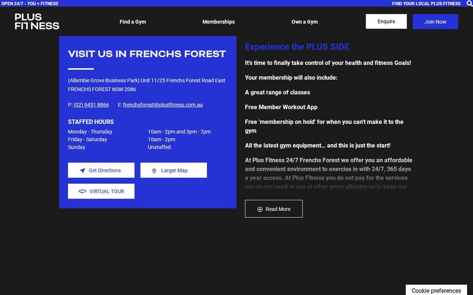 Plus Fitness Frenchs Forest website