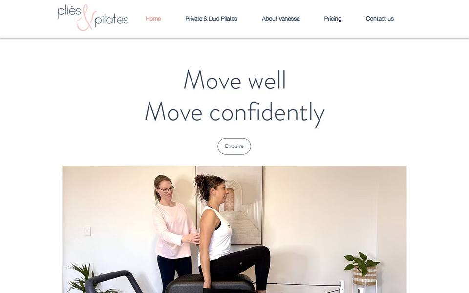 Pliés and Pilates website