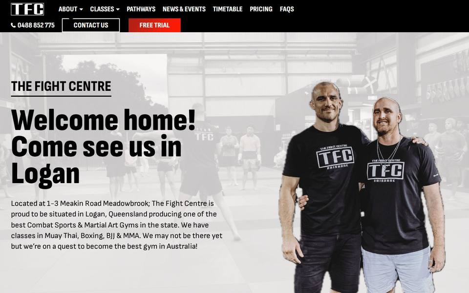 The Fight Centre Brisbane website