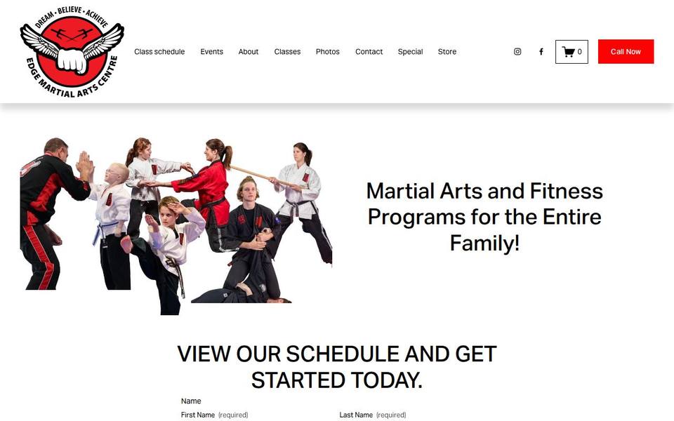 Edge Martial Arts website