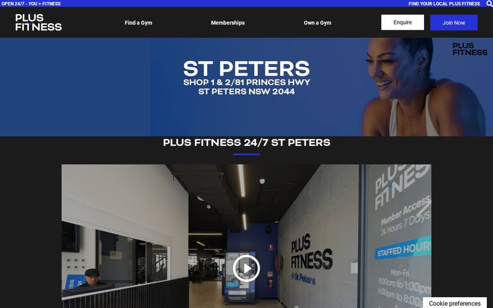 Plus Fitness St Peters website