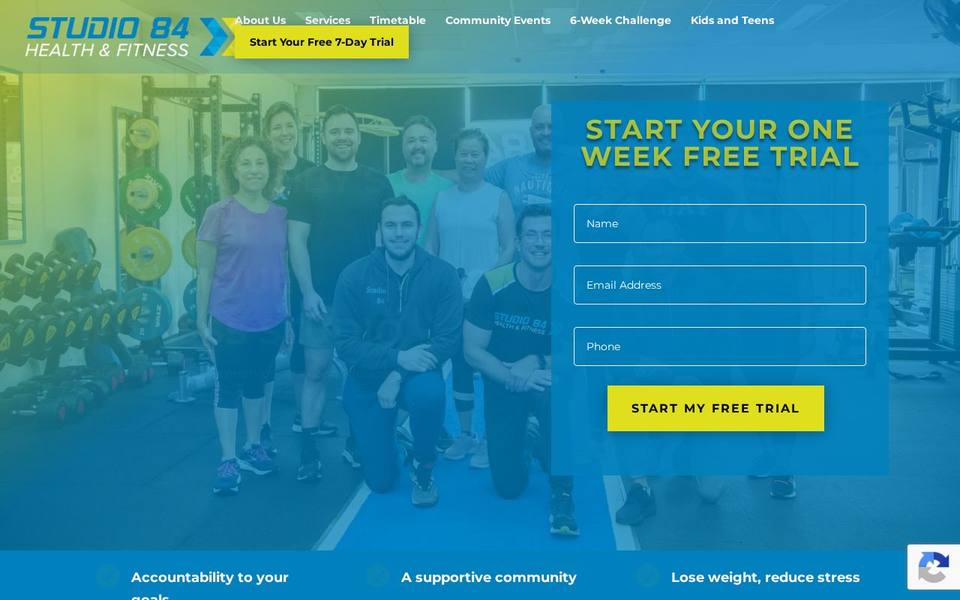 Studio 84 Health & Fitness website