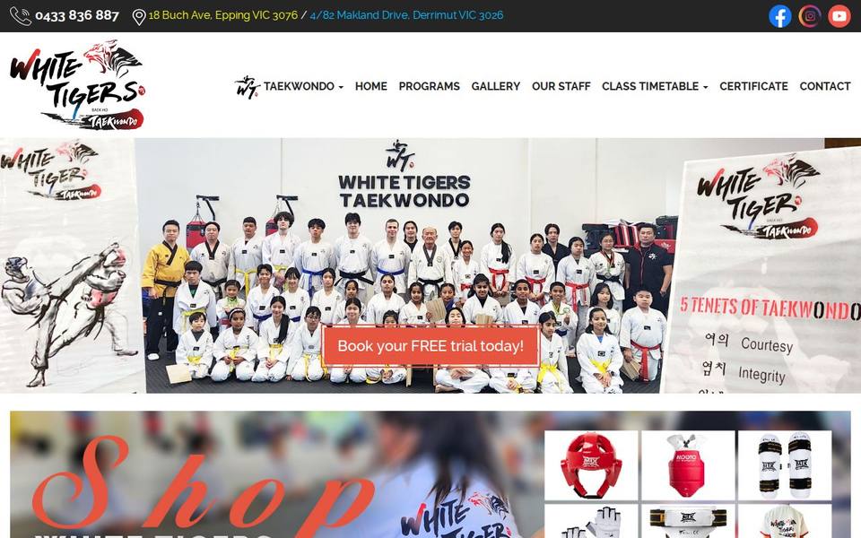 White Tigers Taekwondo website
