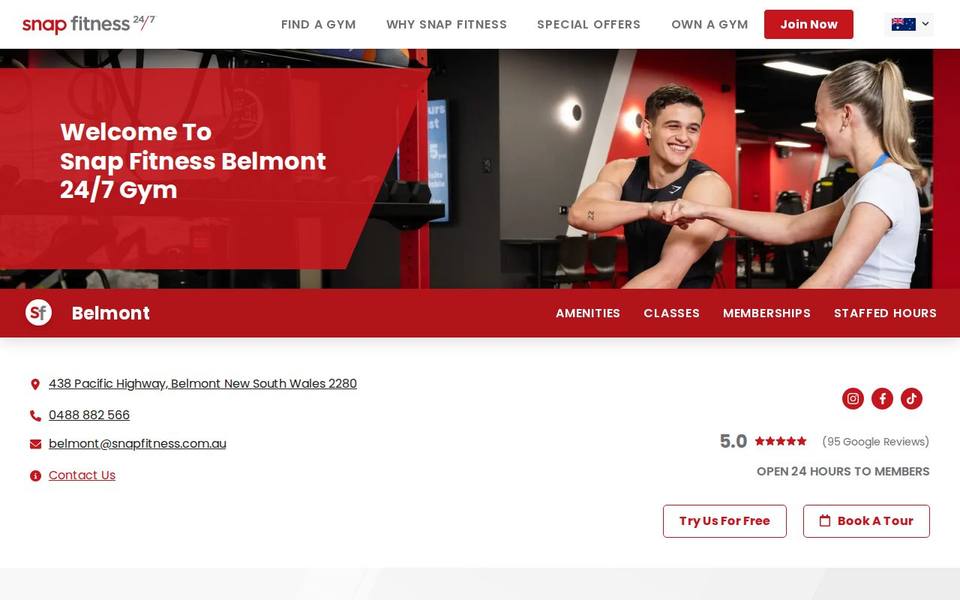 Snap Fitness Belmont website