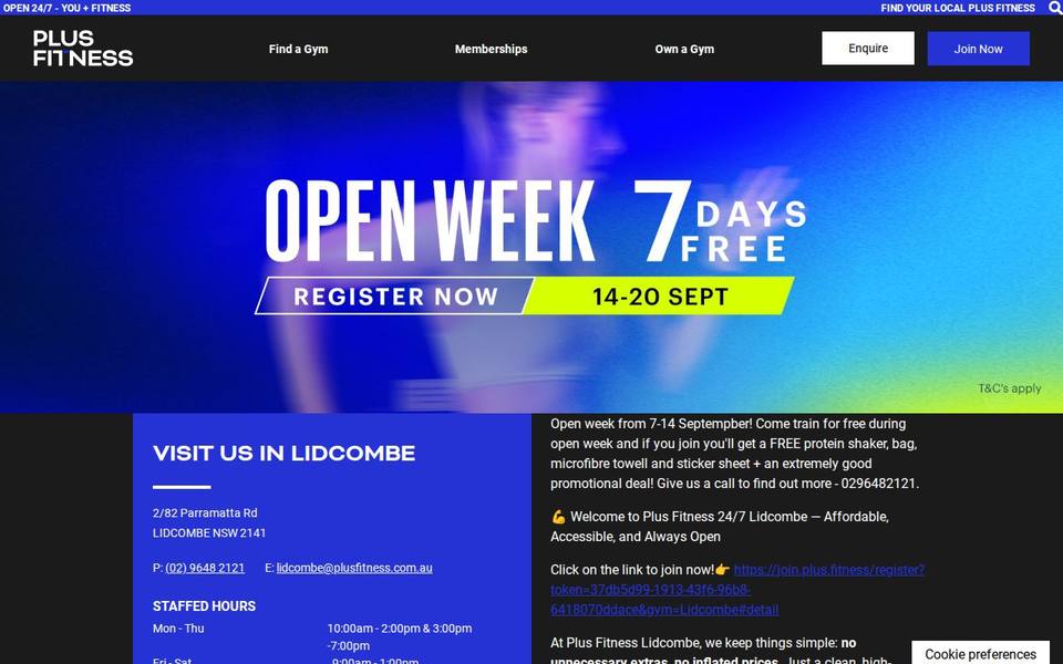 Plus Fitness Lidcombe website